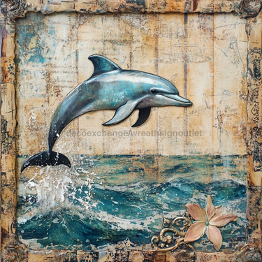 Nautical Sign, Dolphin Sign, DCO-02550, Sign For Wreath, 10x10